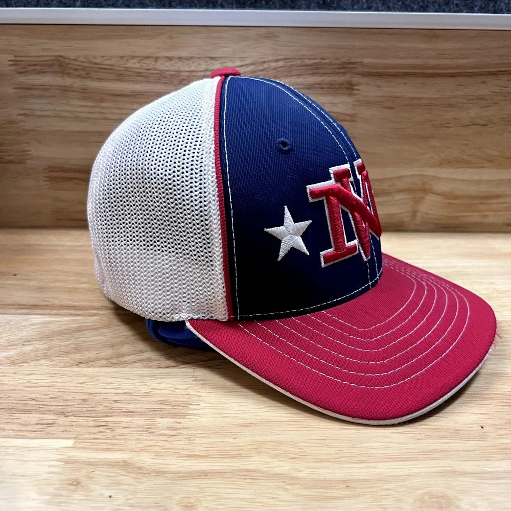 NV Baseball Cap Hat Trucker‎ Fitted Youth 6 3/8 6 7/8 Red White Blue Meshback